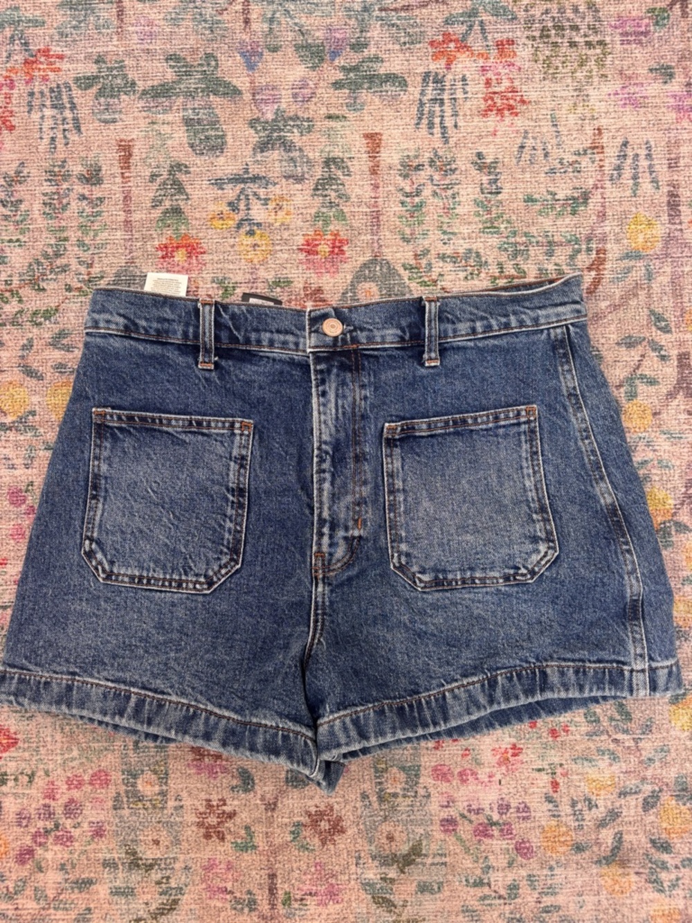 Reformation Blue Vintage-Inspired High-Rise Sailor Denim Shorts